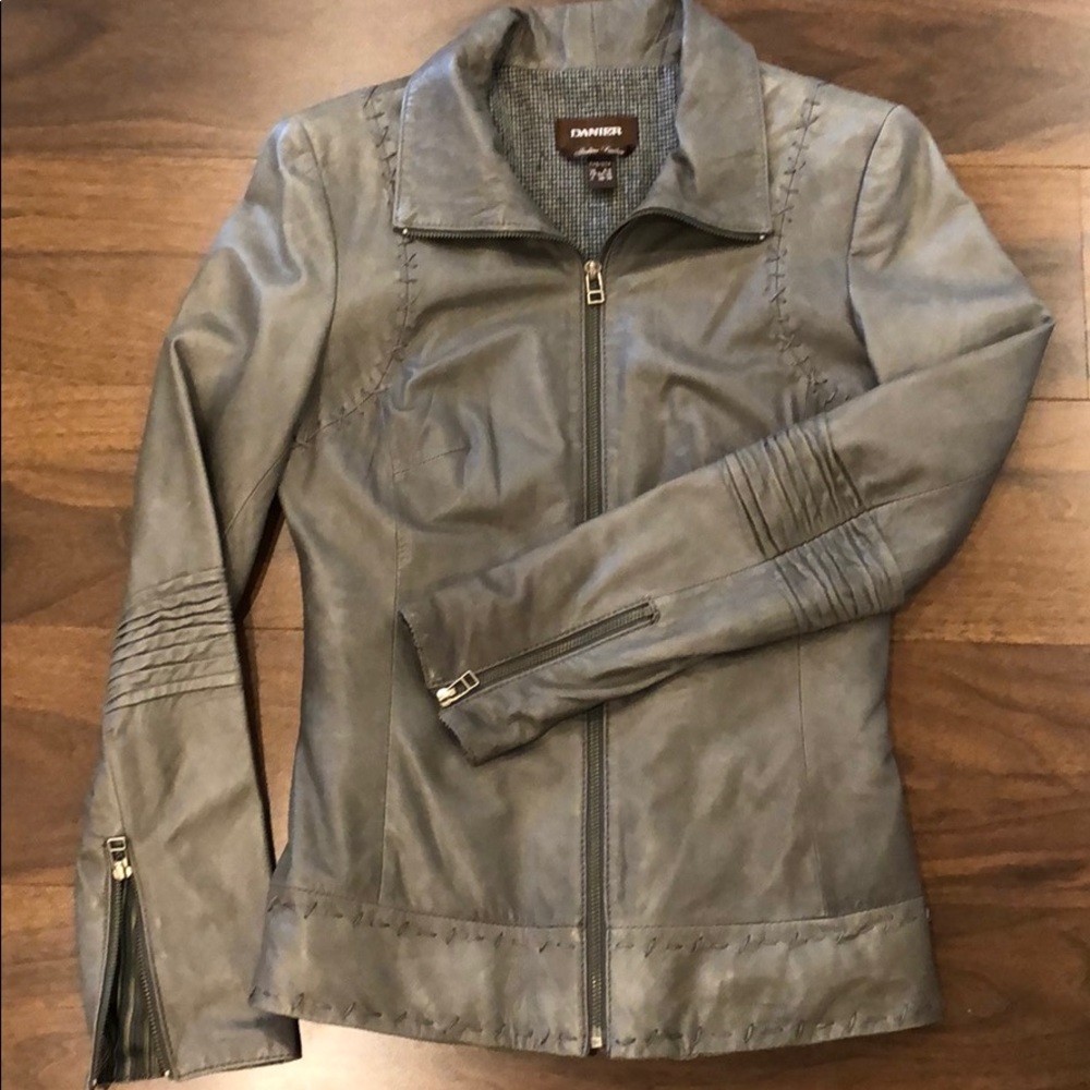 Italian leather fitted jacket